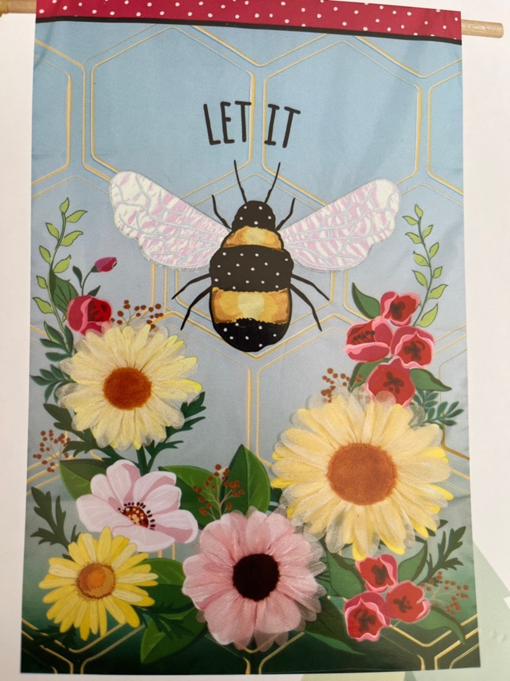Evergreen 'Let It Bee' Decorative House Flag - Blue & Yellow Floral